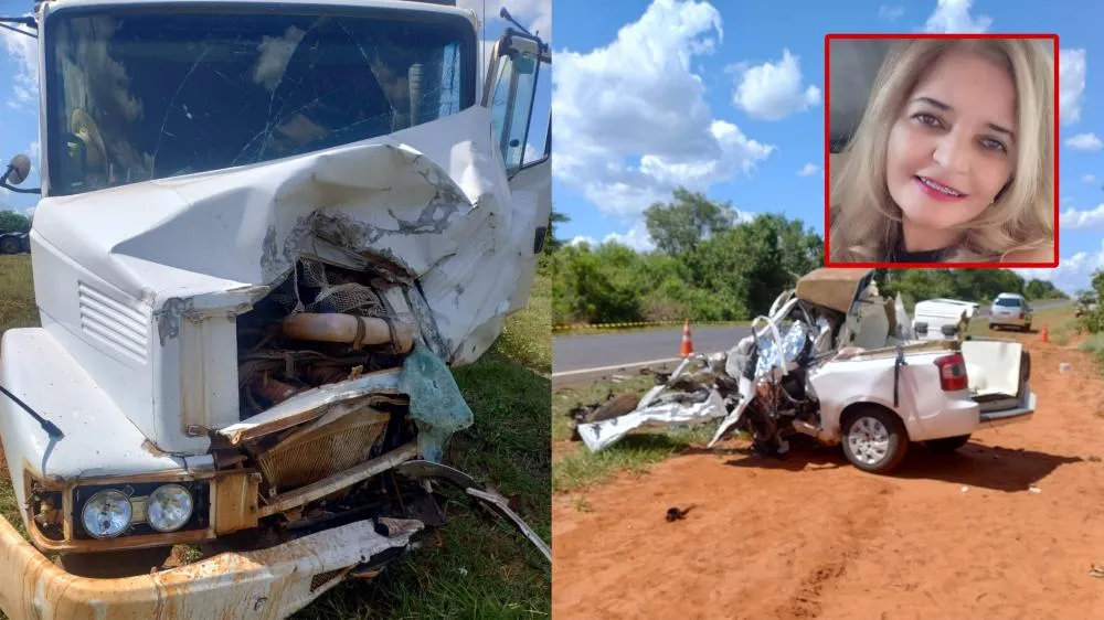 Ambulância ficou destruída após colisão frontal com caminhão na MS-112 (Foto - Reprodução)