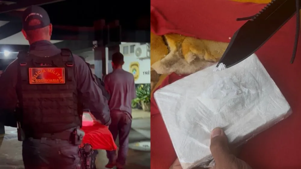 Jovem de 21 anos é preso com 1 kg de cocaína escondido em travesseiro na MS-112 em Três Lagoas (Foto: Eliton Chaves / 24h News MS)