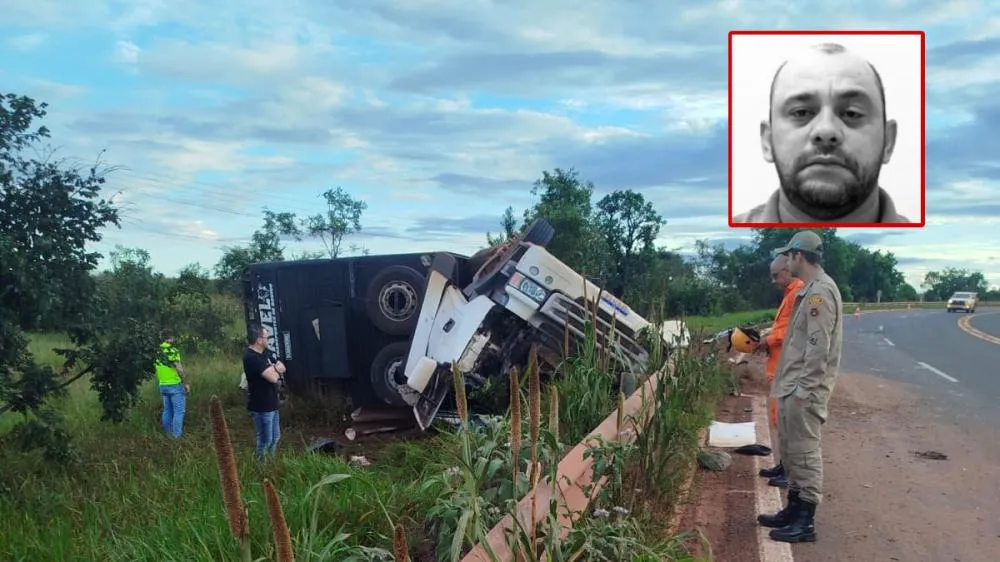 Emerson Ferreira Costa de 38 anos, morre após carreta com gado tombar na BR 158, próximo à Suzano em Três Lagoas (Foto: divulgação)