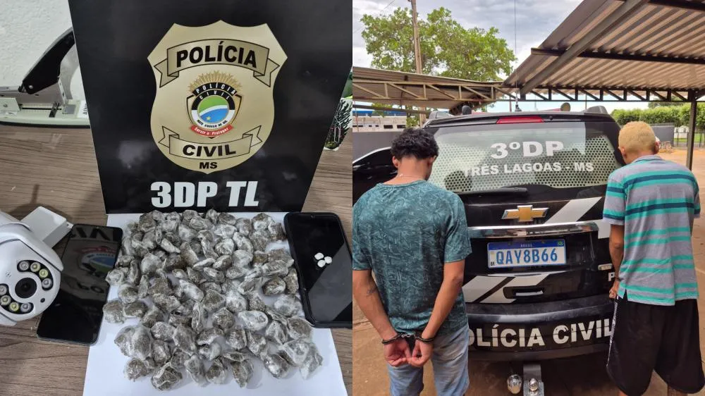 Ação da 3ª DP com apoio do SIG prende 2 suspeitos por tráfico de drogas no Condomínio Tuiuiú, em Três Lagoas, um deles foragido da Justiça encontrado escondido embaixo da cama