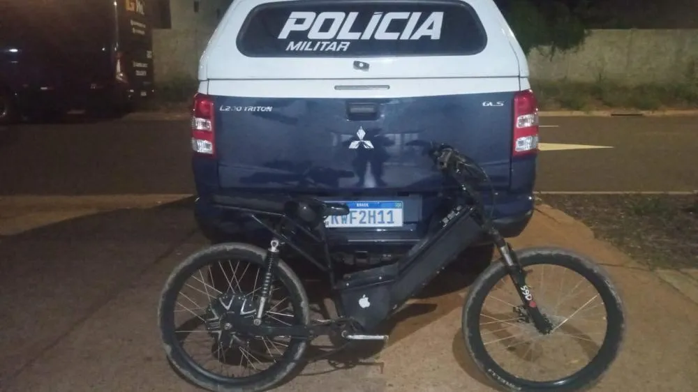 Bicicleta elétrica roubada foi recuperada pela Força Tática no Santa Terezinha em Três Lagoas (Foto: Divulgação / Policia Militar
