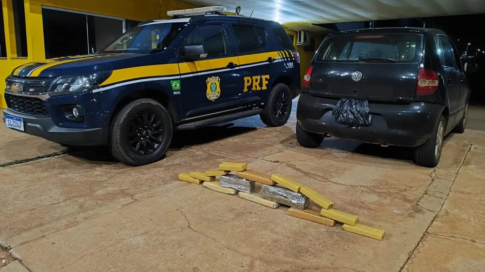 PRF prende casal com 14 kg de maconha em veículo na BR-262 em Água Clara que seriam entregues em Três Lagoas