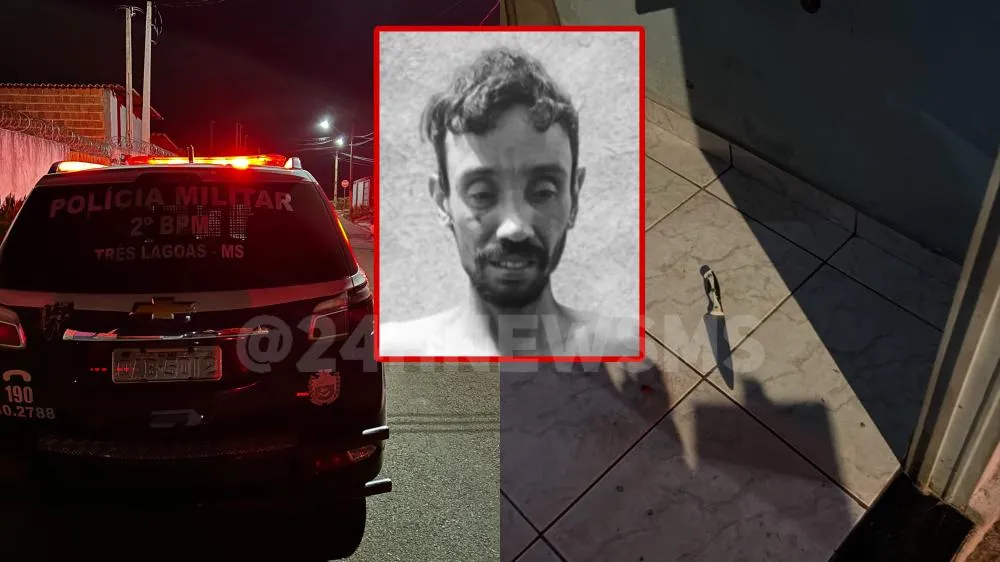 Homem de 40 anos morreu após avançar armado com faca contra policiais militares no Jardim Carandá em Três Lagoas (Foto: Eliton Chaves / 24h News MS)