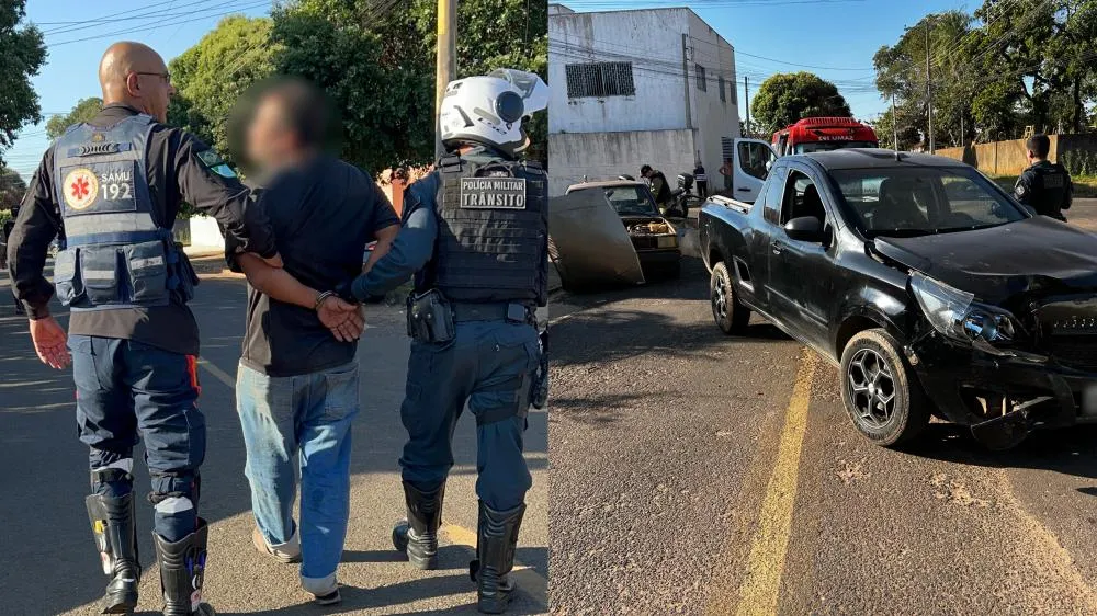 Motorista embriagado e sem CNH foge após causar acidente, e acaba preso pela Polícia Militar no bairro Santa Rita em Três Lagoas