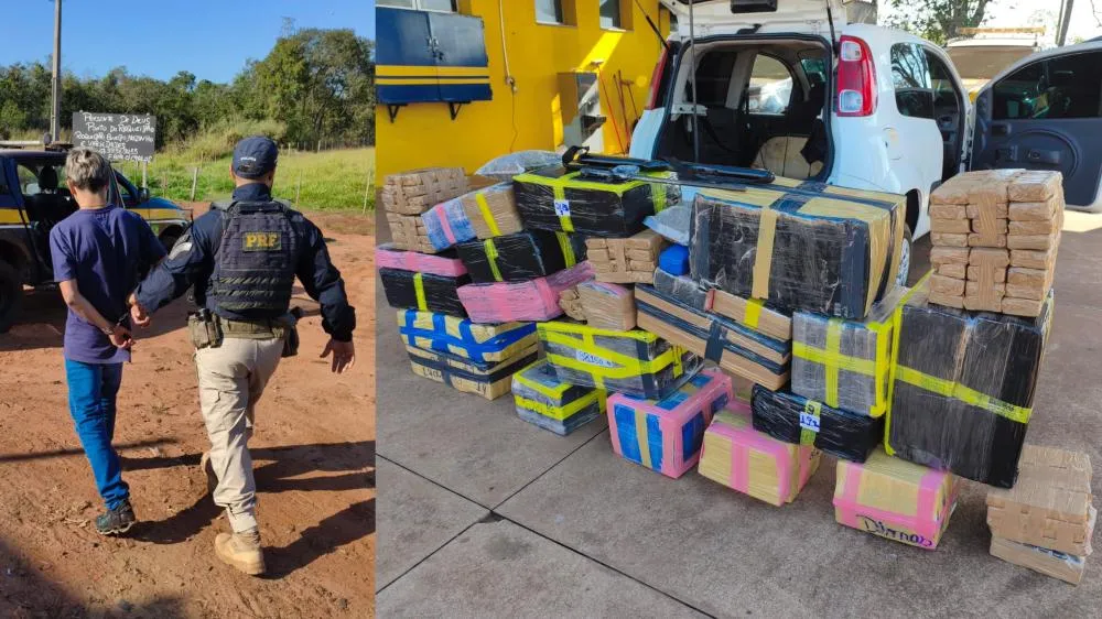 Adolescente de 16 anos é apreendido pela PRF, com 548 kg de drogas e arma, após tentativa de fuga na BR-262 em Três Lagoas