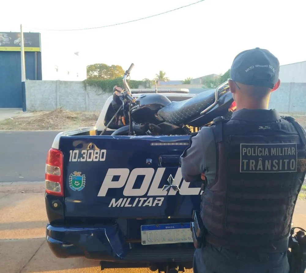 Motocicleta roubada durante falsa negociação de venda é recuperada pela Polícia Militar em Três Lagoas