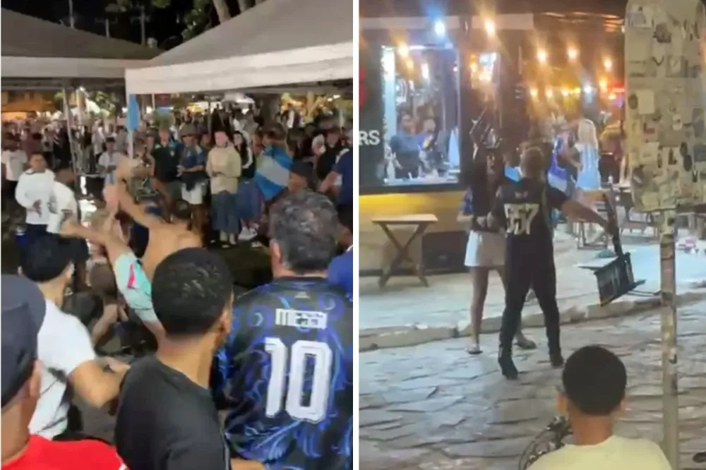 Briga generalizada foi registrada após a final da Copa do Mundo no centro de Armação dos Búzios (RJ). (Foto: Reprodução/Redes Sociais)