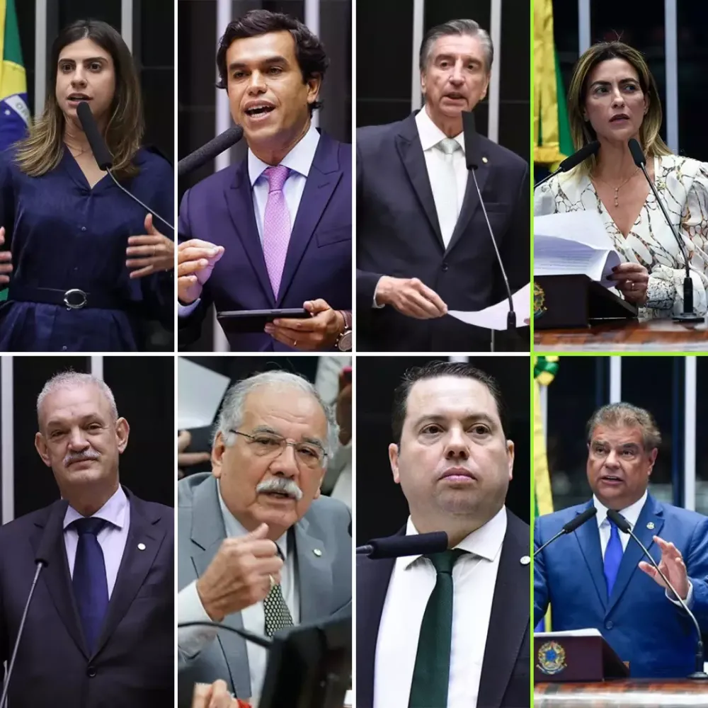 Oito dos dez integrantes da bancada federal de Mato Grosso do Sul devem disputar a reeleição nas eleições de 2026. (Foto: Wilson Dias/Agência Brasil e Câmara dos Deputados)