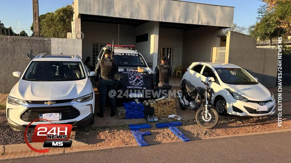 Força Tática apreendeu mais de 178 quilos de drogas e prendeu cinco pessoas durante a Operação Young Warrior em Três Lagoas. (Foto: Eliton Chaves / 24h News MS)