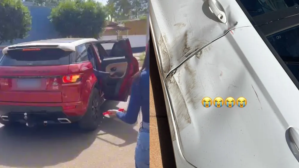 Land Rover Evoque e Ford Fiesta ficaram danificados após acidente registrado no bairro Santos Dumont, em Três Lagoas. (Foto: Reprodução/Redes Sociais)