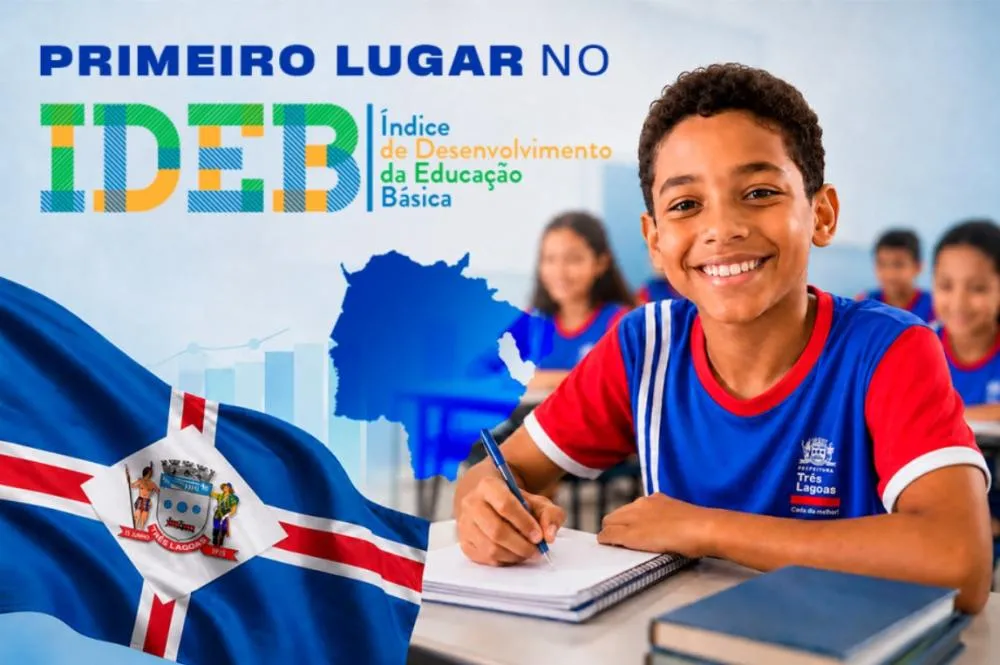 Três Lagoas alcançou 1º lugar no IDEB entre os 5 maiores municípios de Mato Grosso do Sul, com índice de 6,2 em 2025. (Foto: Prefeitura de Três Lagoas)