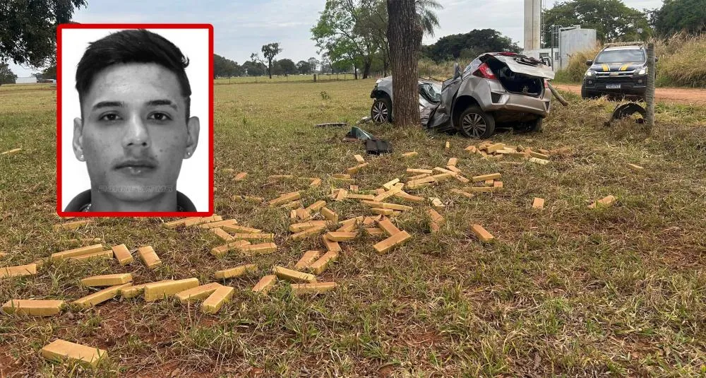 Motorista que fugiu da PRF, bateu carro carregado de maconha em árvore, morre no hospital em Três Lagoas