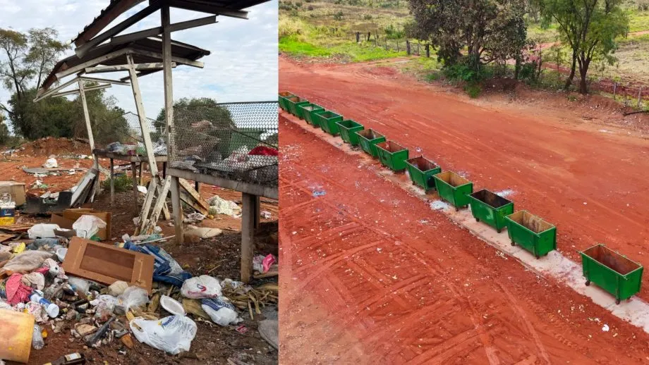 Prefeitura instalou 12 novos contêineres para descarte de resíduos na região da BR-158, no sentido da Ponte do Sucuriú. (Foto: Divulgação/Prefeitura de Três Lagoas)