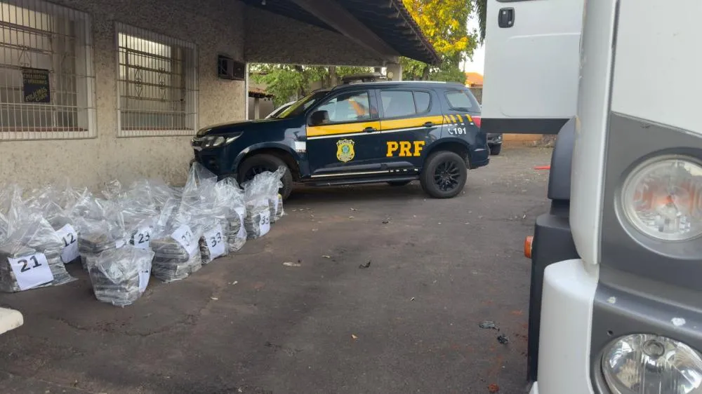 PRF de Três Lagoas apreende 547,95 kg de cocaína em caminhão na SP-563, motorista foge e acaba preso