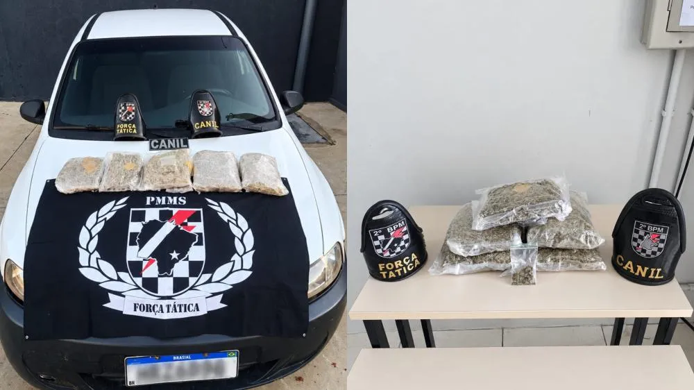 Força Tática e Canil prendem trio com drogas escondidas em veículo em Três Lagoas