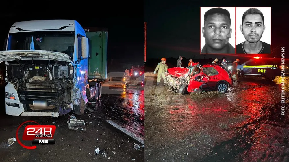 Identificados dois dos três homens mortos em colisão entre carro e carreta na BR-158, em Três Lagoas