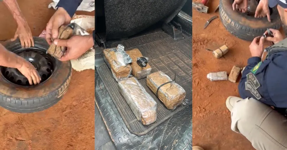 Casal é preso pela PRF com mais de 1 kg de cocaína escondido no estepe de carro na BR-262, em Três Lagoas