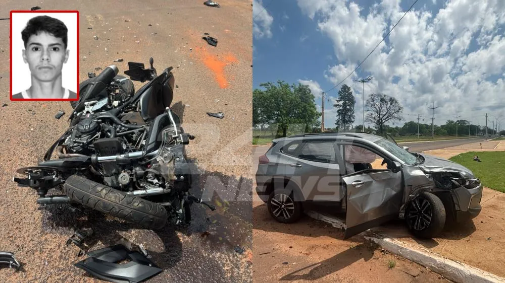 Motociclista de 18 anos morre após violenta colisão entre moto e carro em Brasilândia