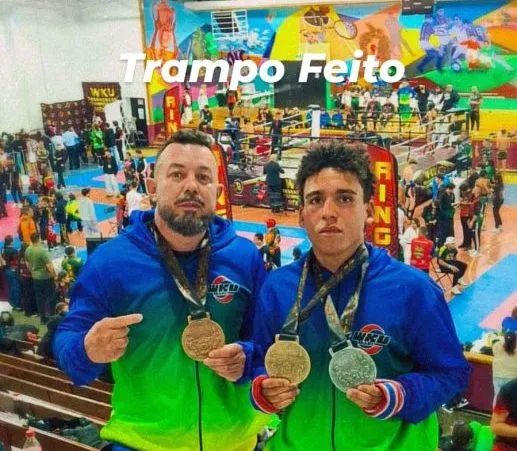 Pietro Marques e Lê Alencar representaram Três Lagoas no Pan-Americano e na Copa do Mundo de Artes Marciais WKU, na Cidade do México. (Foto: Reprodução/Prefeitura de Três Lagoas)