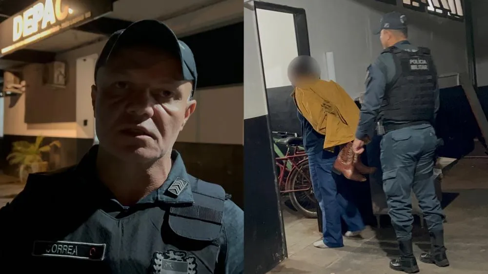 Equipe da Rádio Patrulha prendeu o suspeito e apreendeu a motocicleta usada por ele durante a perseguição à vítima. (Imagem: Eliton Chaves / 24h News MS)