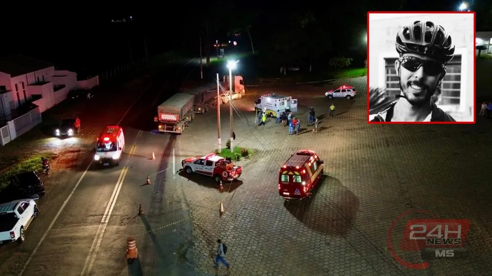 Bruno Freitas, de 32 anos, morreu após ser atropelado e arrastado por uma carreta bitrem na rotatória na zona rural de Castilho. (Foto - Eliton Chaves / 24h News MS)