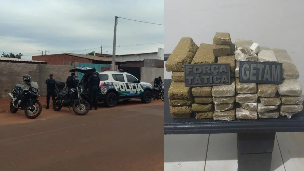 Força Tática e GETAM apreendem grande quantidade de droga escondida em residência no Real Park em Três Lagoas. (Foto - Eliton Chaves / 24h News MS)