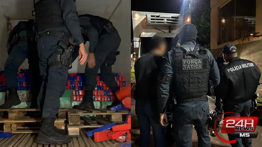 Polícia Militar e Sefaz apreendem caminhão baú com mais de 2 toneladas de maconha após motorista tentar fugir de fiscalização em Três Lagoas