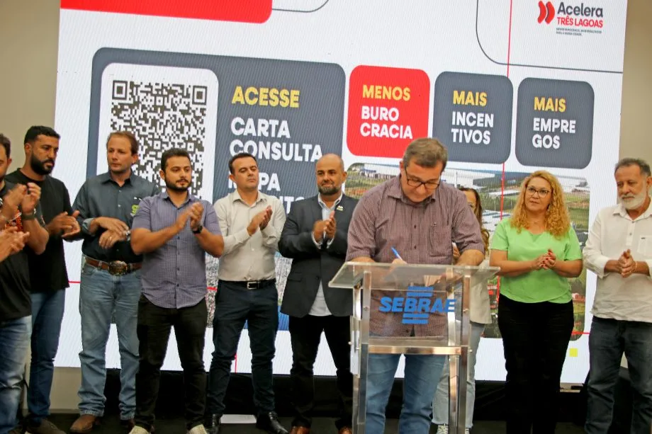 Lançamento do programa Acelera Três Lagoas durante a Caravana da Sudeco, com participação do prefeito e autoridades. (Foto: Divulgação / Prefeitura de Três Lagoas)