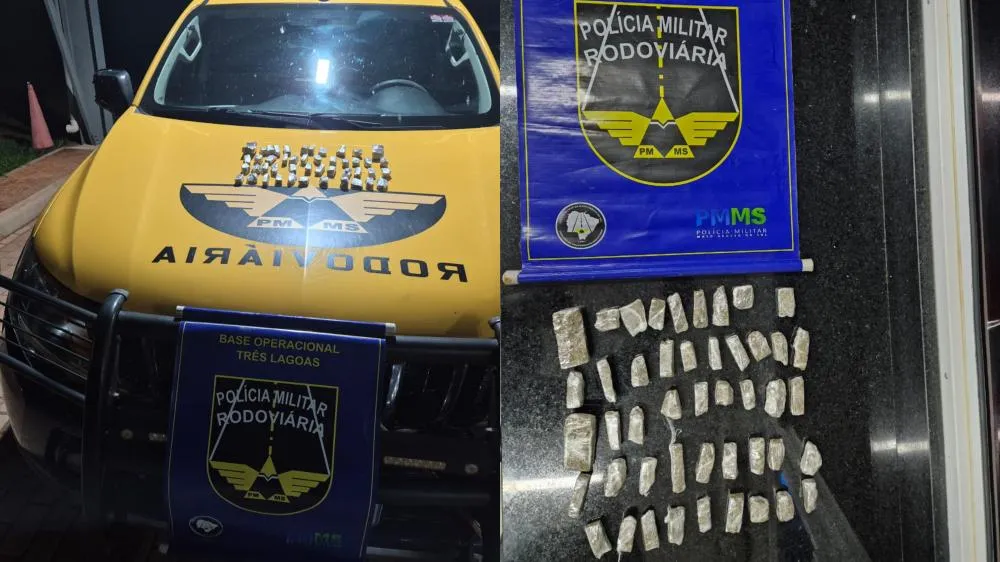 Droga foi localizada no forro da jaqueta do suspeito, durante abordagem na MS-112 (Foto: Divulgação / Polícia Militar Rodoviária)