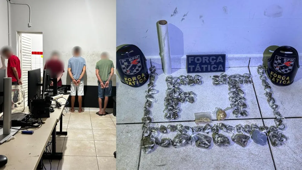 Traficante foi flagrado com mais de 90 porções de maconha e crack e acabou preso junto com usuários e um menor no bairro Vila Piloto. (Foto - 24h News MS)