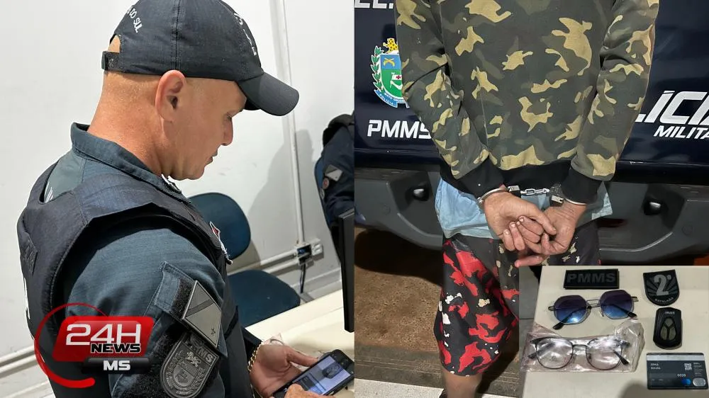 Ação rápida da Rádio Patrulha impediu que criminoso voltasse à casa de casal de idosos para concluir o furto. (Foto: Eliton Chaves / 24h News MS)
