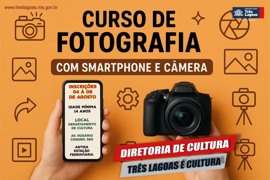 Alunos participam do curso gratuito de fotografia oferecido pela Prefeitura de Três Lagoas (Foto - Prefeitura de Três Lagoas)
