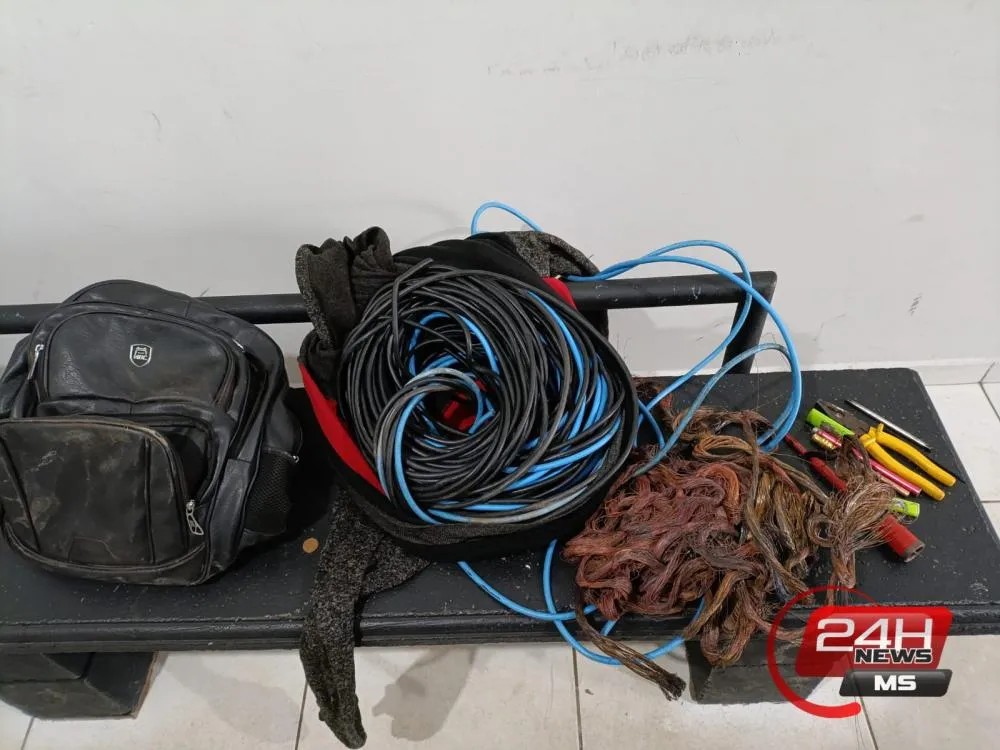 O suspeito foi preso no bairro Paranapungá após confessar furto de fiação de restaurante no Centro de Três Lagoas (Foto - Divulgação / Polícia Militar)