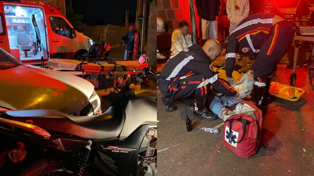 Motociclista ficou ferido após colisão provocada por motorista sem habilitação na Vila São João (Foto - 24h News MS)