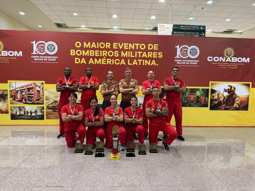  Militares do CBMMS comemoram conquistas no Conabom 2025, em Fortaleza (Foto – Divulgação)