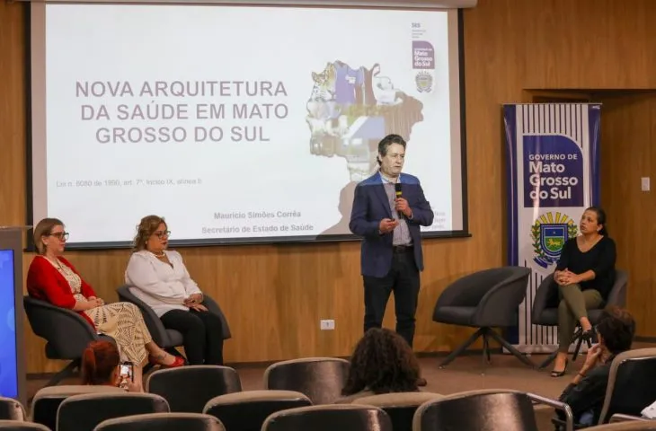 Coletiva apresentou a Nova Arquitetura da Saúde de MS, que prevê investimentos e reorganização da rede (Foto - Saul Schramm/Secom)