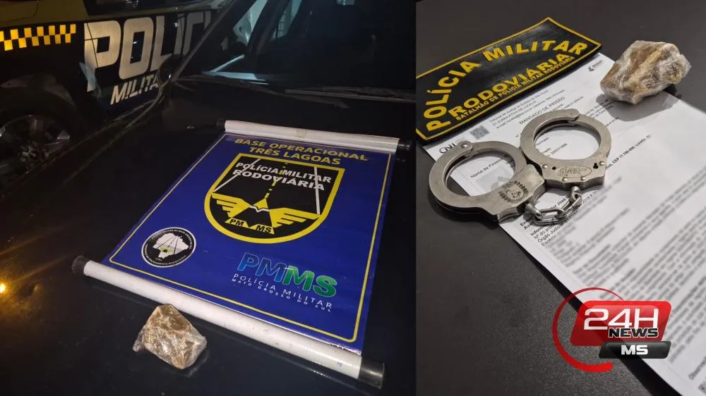 Motorista joga droga pela janela ao ver viatura da Polícia Militar Rodoviária na BR-158 e acaba preso com passageiro procurado pela Justiça