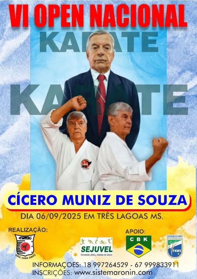 Três Lagoas recebe etapa nacional do karatê em homenagem ao Sensei Cícero Muniz de Souza (Foto - Prefeitura de Três Lagoas)