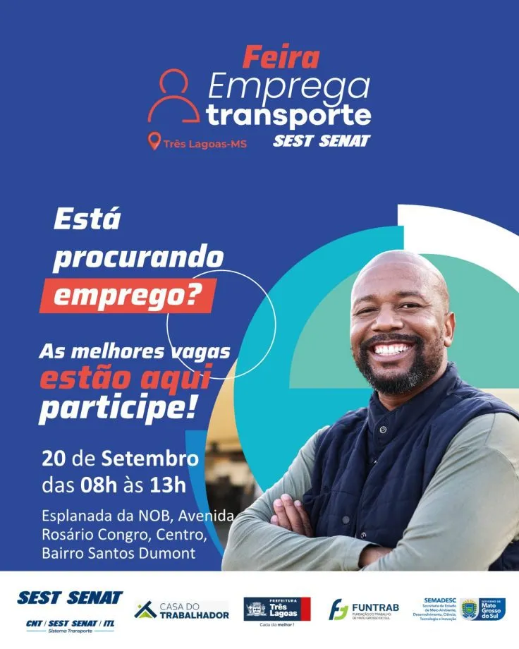 Feira da Empregabilidade em Três Lagoas será realizada na Esplanada da NOB no dia 20 de setembro (Foto - Prefeitura de Três Lagoas)