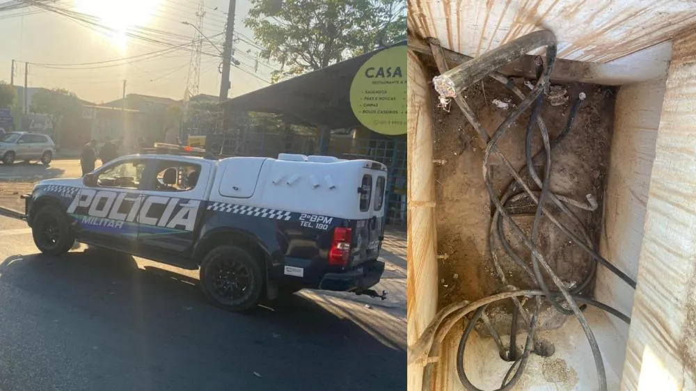 Homem de 48 anos foi preso pela Rádio Patrulha furtando fios na Clodoaldo Garcia em Três Lagoas (Foto - Polícia Militar)