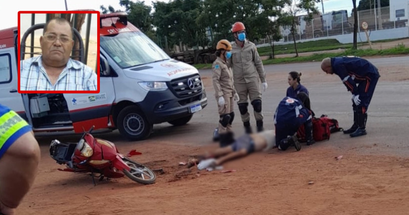 O motociclista atropelado foi identificado sendo Hélio Cláudino, um idoso de 63 anos. (Foto: 24H News MS)