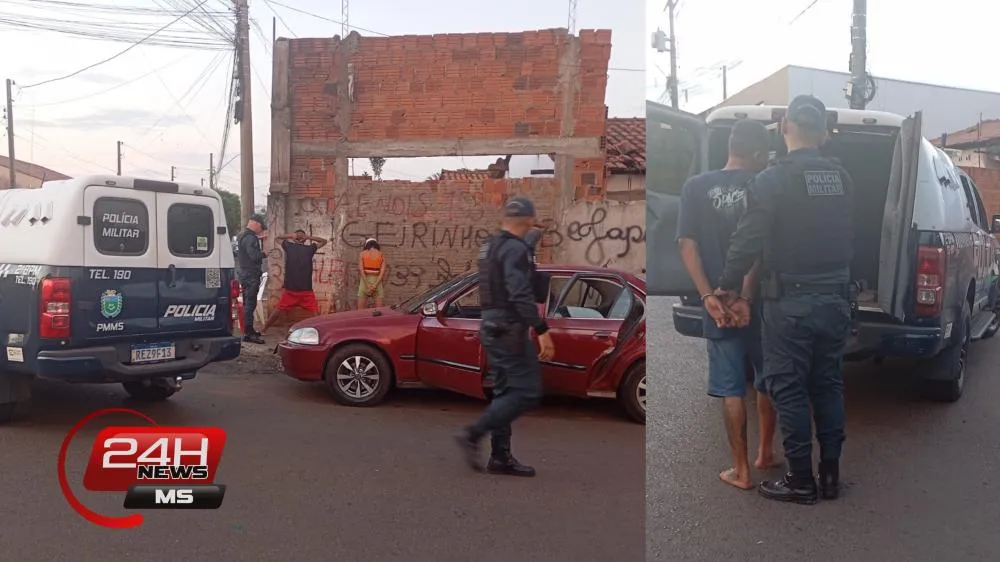 Foragido por homicídio em Campo Grande foi preso pela equipe do sargento J. Corrêa no bairro Vila Piloto em Três Lagoas (Foto: 24h News MS)