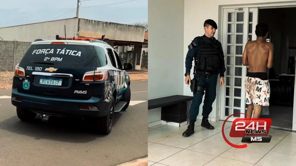 Força Tática prende suspeito de roubo à comércio no bairro Nova Três Lagoas (Foto - Eliton Chaves / 24H News MS)