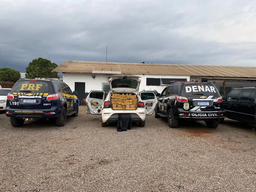 Polícia Civil e PRF apreenderam quase uma tonelada de maconha e 2 mil maços de cigarros em operação conjunta na Capital (Foto - Polícia Civil)