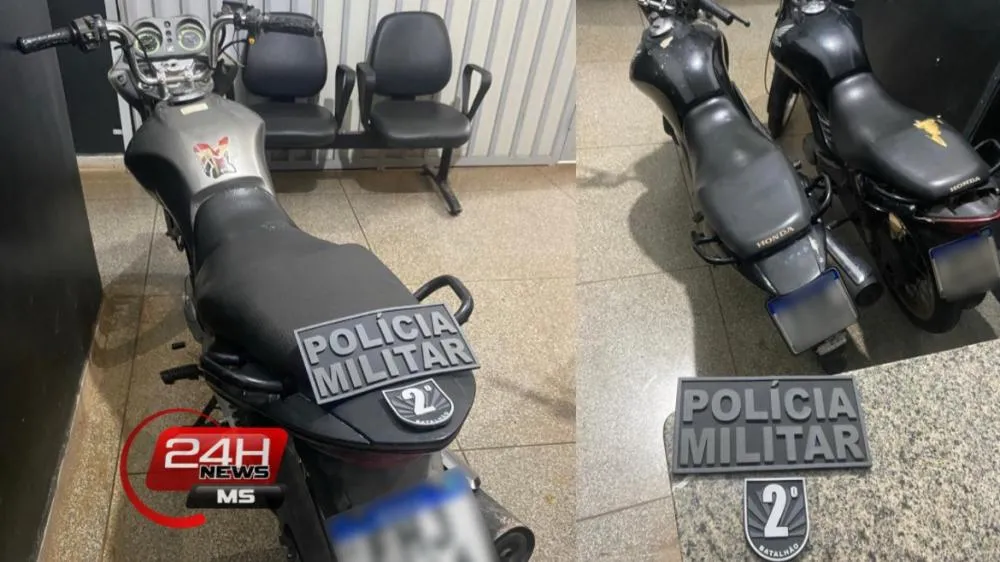 Rádio Patrulha recuperou três motos furtadas e apreendeu adolescentes de 14 e 15 anos após perseguição em Três Lagoas (Foto - 24h News MS)