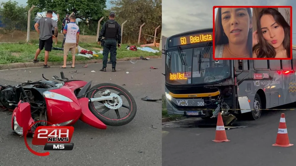 As vítimas não resistiram após serem atingidas por ônibus e morreram no local (Foto - Eliton Chaves / 24h News MS)