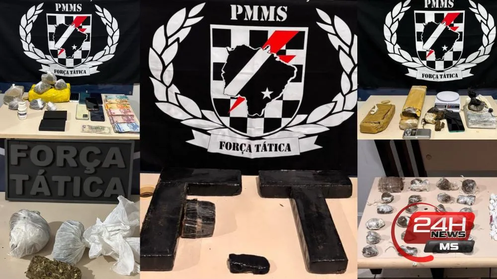 Força Tática apreendeu mais de 9 kg de drogas em cinco ações distintas entre sexta e domingo em Três Lagoas (Foto - Polícia Militar)
