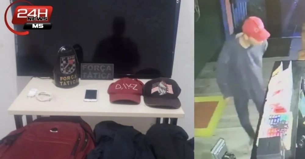 Suspeito foi localizado pela Força Tática usando as mesmas roupas do momento do furto (Foto - 24H News MS)