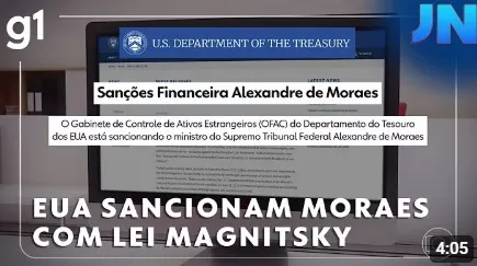 EUA sancionam Moraes com lei Magnitsky, usada pelo país para punir estrangeiros